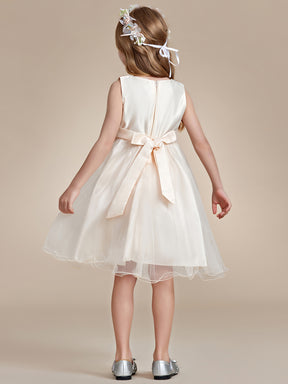 Robe Enfant d'Honneur à paillettes en tulle avec ceinture fleurie