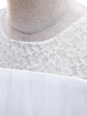 Robe Enfant d'Honneur Princesse mignonne multi-couches de dentelle et nœud papillon