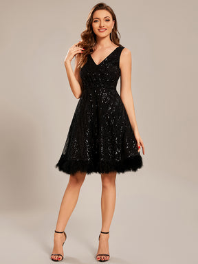 Taille personnalisée Paillettes courte en plumes de cygne Robe de bal