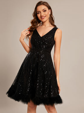 Taille personnalisée Paillettes courte en plumes de cygne Robe de bal