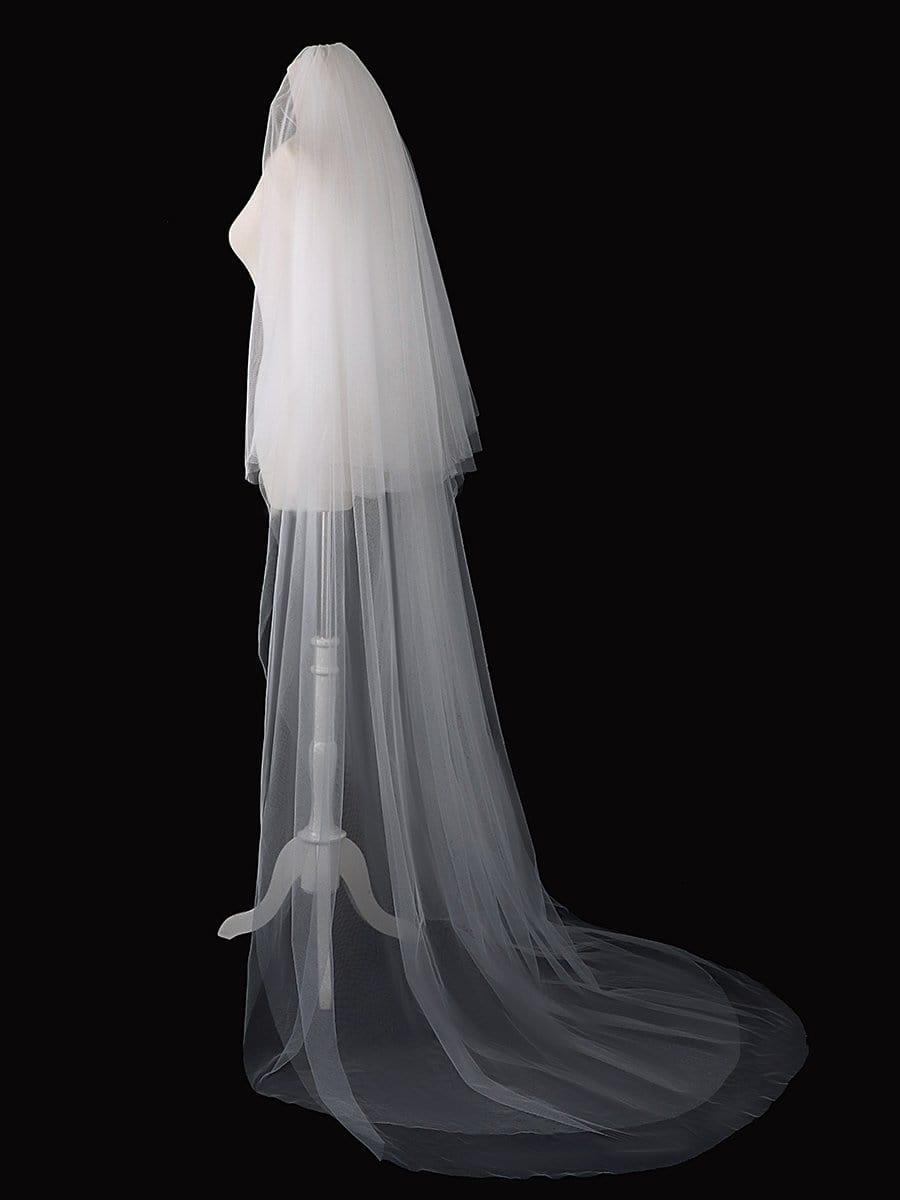 Voile de mariée cathédrale en tulle à plusieurs niveaux #Longueur_Longue