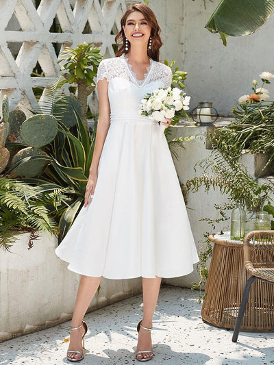 ever HARLEY|Élégante Robe mariage invitée mi-longue à manches courtes