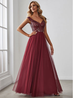 Taille personnalisée Robe de soirée sans manches paillettes taille haute