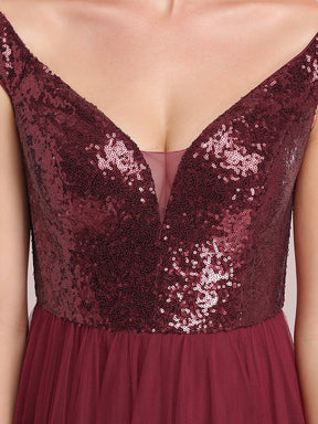 Taille personnalisée Robe de soirée sans manches paillettes taille haute