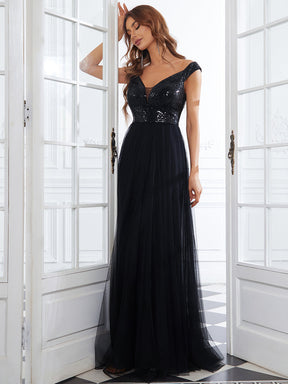 Taille personnalisée Robe de soirée sans manches paillettes taille haute