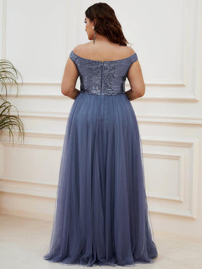 Superbe robe de soirée Grande taille en tulle et paillettes sans manches