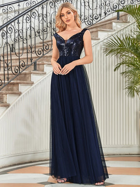 Taille personnalisée Robe de soirée sans manches paillettes taille haute