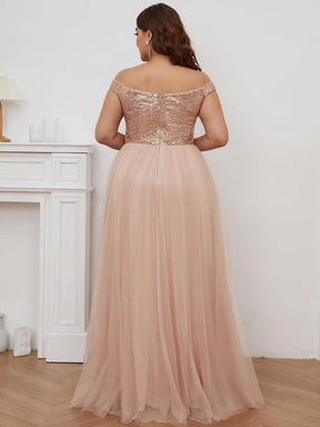 Superbe robe de soirée Grande taille en tulle et paillettes sans manches