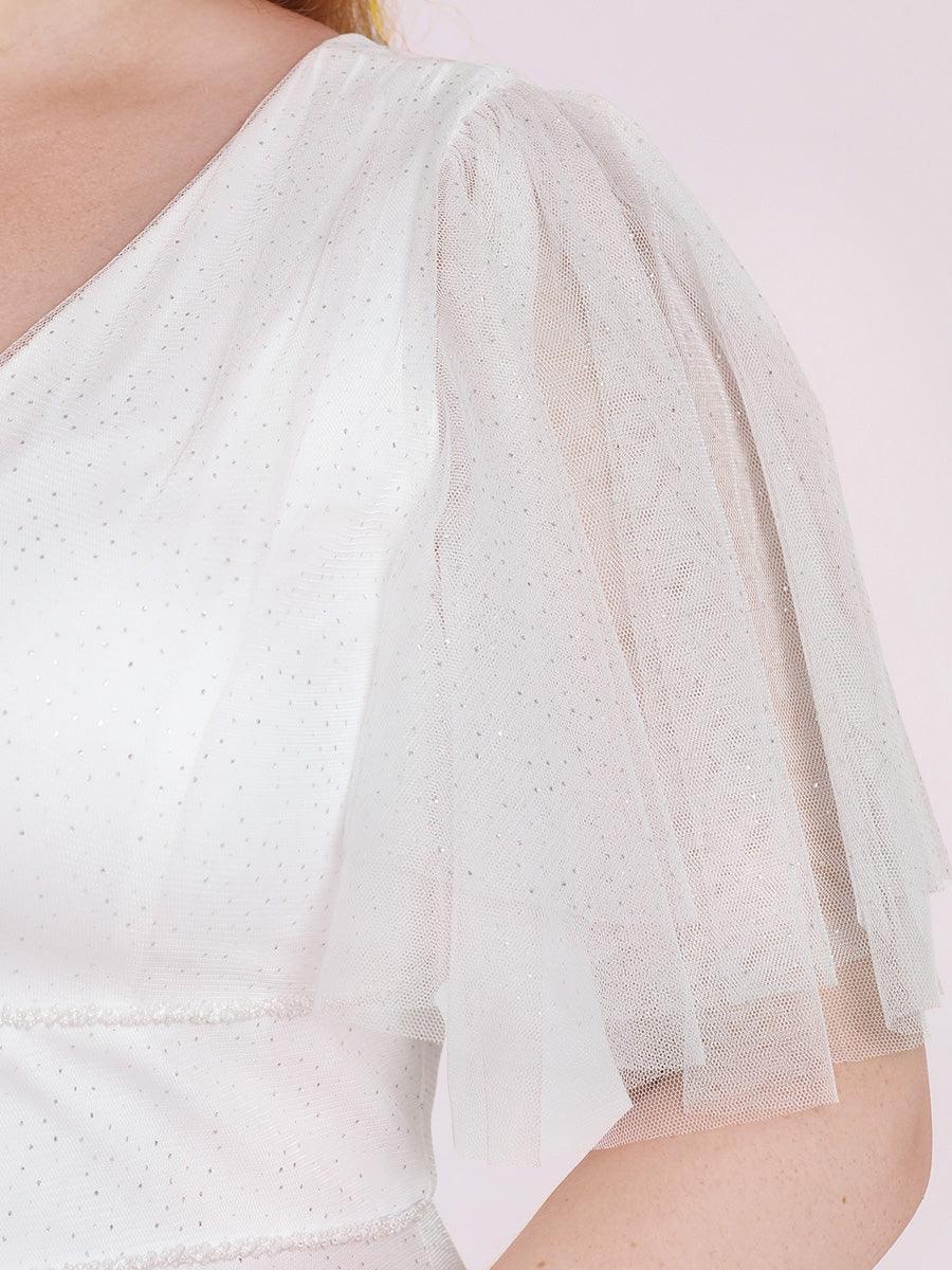 Robe de soirée romantique en tulle grande taille avec col en V profond #Couleur_Creme