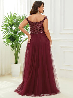 Superbe robe de soirée Grande taille en tulle et paillettes sans manches