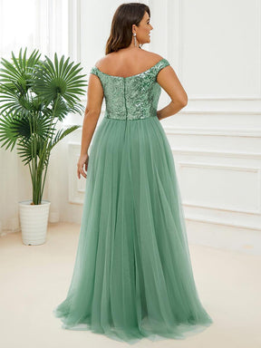 Superbe robe de soirée Grande taille en tulle et paillettes sans manches