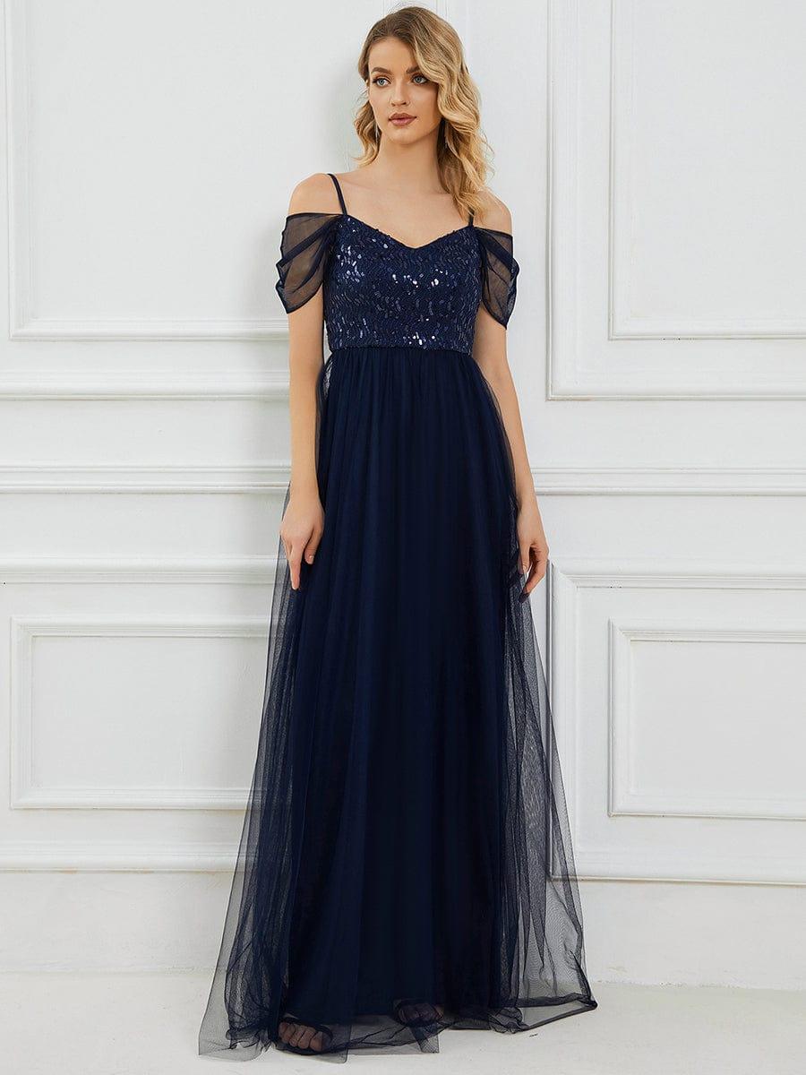 Robes de soirée en tulle avec corsage à épaules dénudées longue au sol