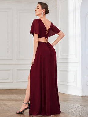 Robe de soirée en mousseline à lacets et manches flottantes