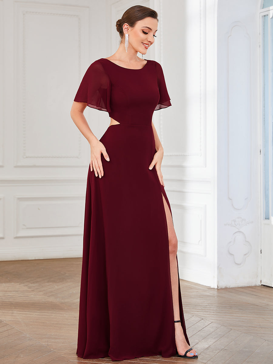 Robe de soirée en mousseline à lacets et manches flottantes