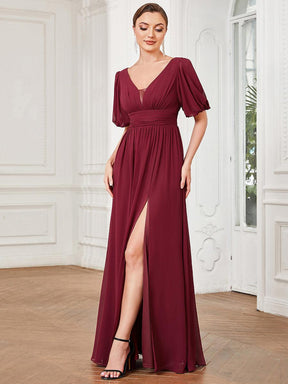 Robe de soirée Mousseline M manches courtes et col en V