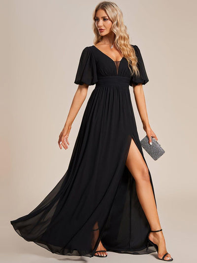 ever MADISON|Robe de soirée Mousseline M manches courtes et col en V