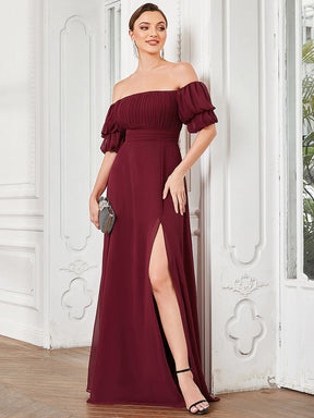 Robe de soirée Mousseline froncée à épaules dénudées