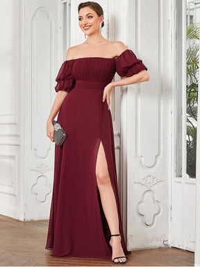 Robe de soirée Mousseline froncée à épaules dénudées