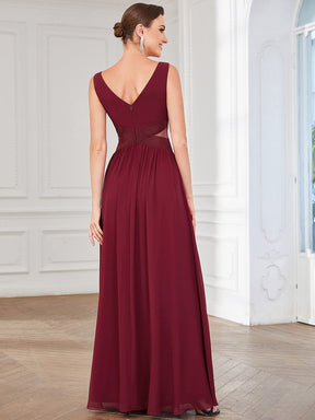 Robe de Soirée A-ligne Découpée Mousseline Plissée