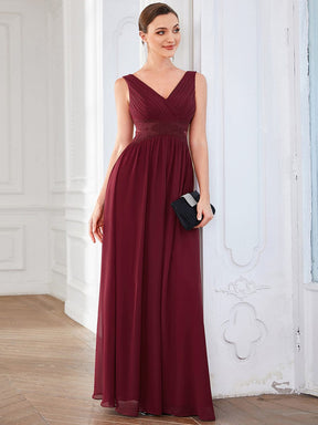 Robe de Soirée A-ligne Découpée Mousseline Plissée