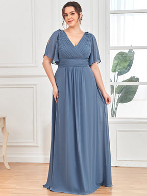 Robe de soirée Mousseline plissée à col en V et paillettes