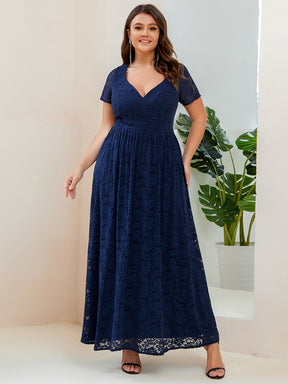 Robe de soirée Dentelle Taille cintrée Manches courtes Col en V