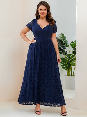 Robe de soirée Dentelle Taille cintrée Manches courtes Col en V