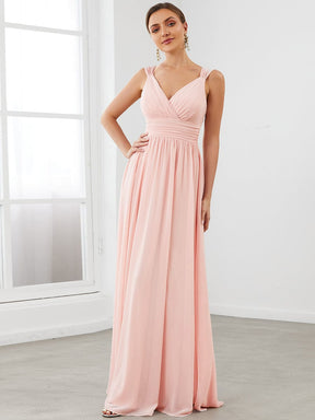 Robe de soirée trapèze sans manches en mousseline de soie à la taille et à encolure en V