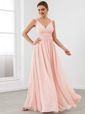 Robe de soirée trapèze sans manches en mousseline de soie à la taille et à encolure en V