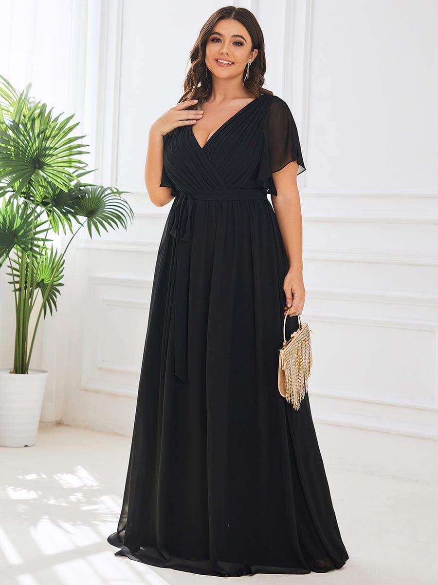 Taille personnalisée Robe de soirée en mousseline de soie à encolure en V