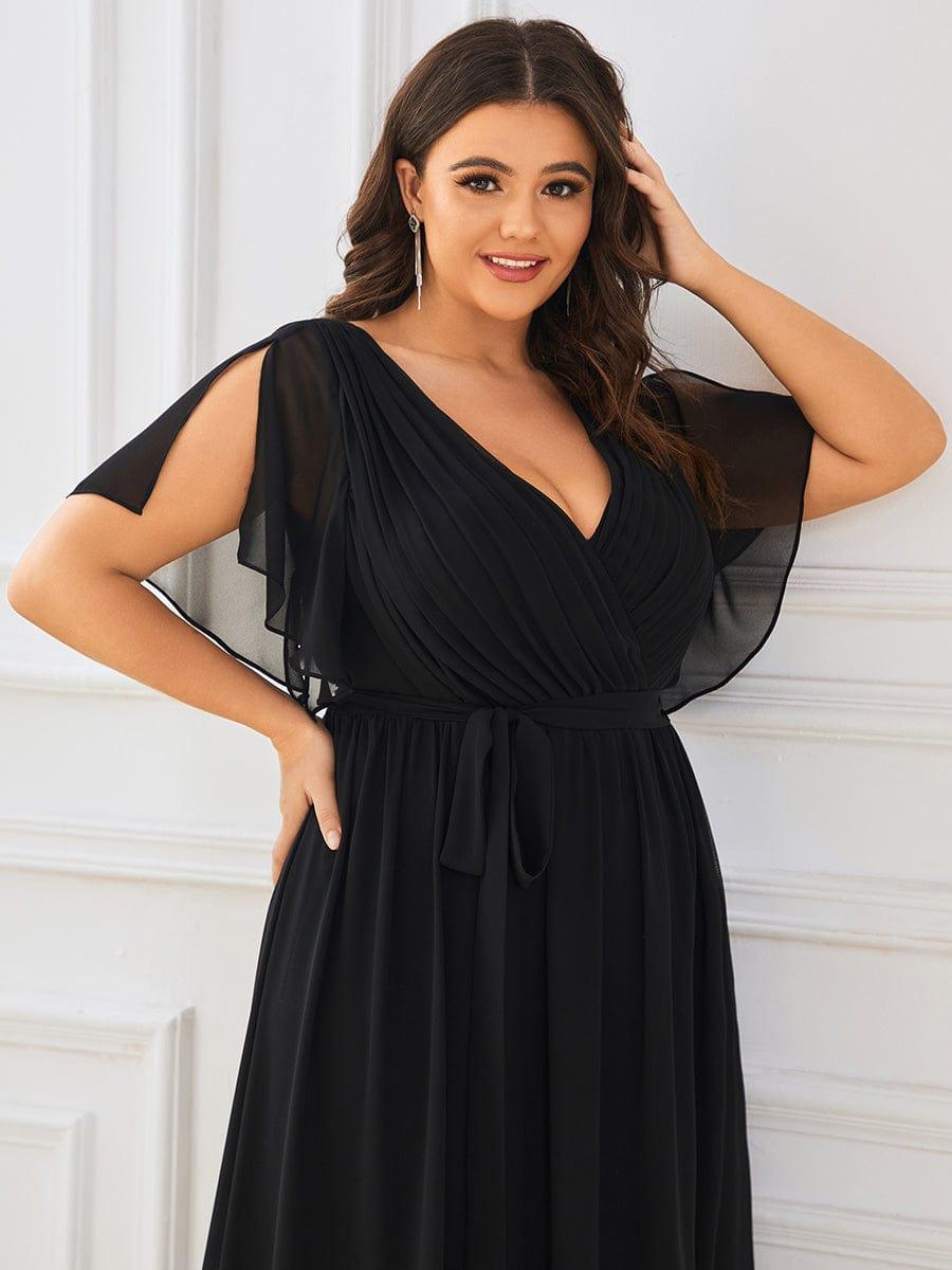 Taille personnalisée Robe de soirée en mousseline de soie à encolure en V