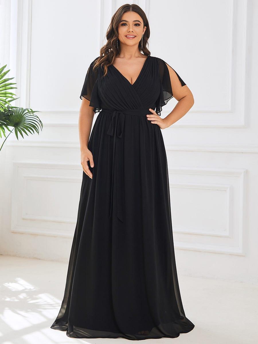 Taille personnalisée Robe de soirée en mousseline de soie à encolure en V