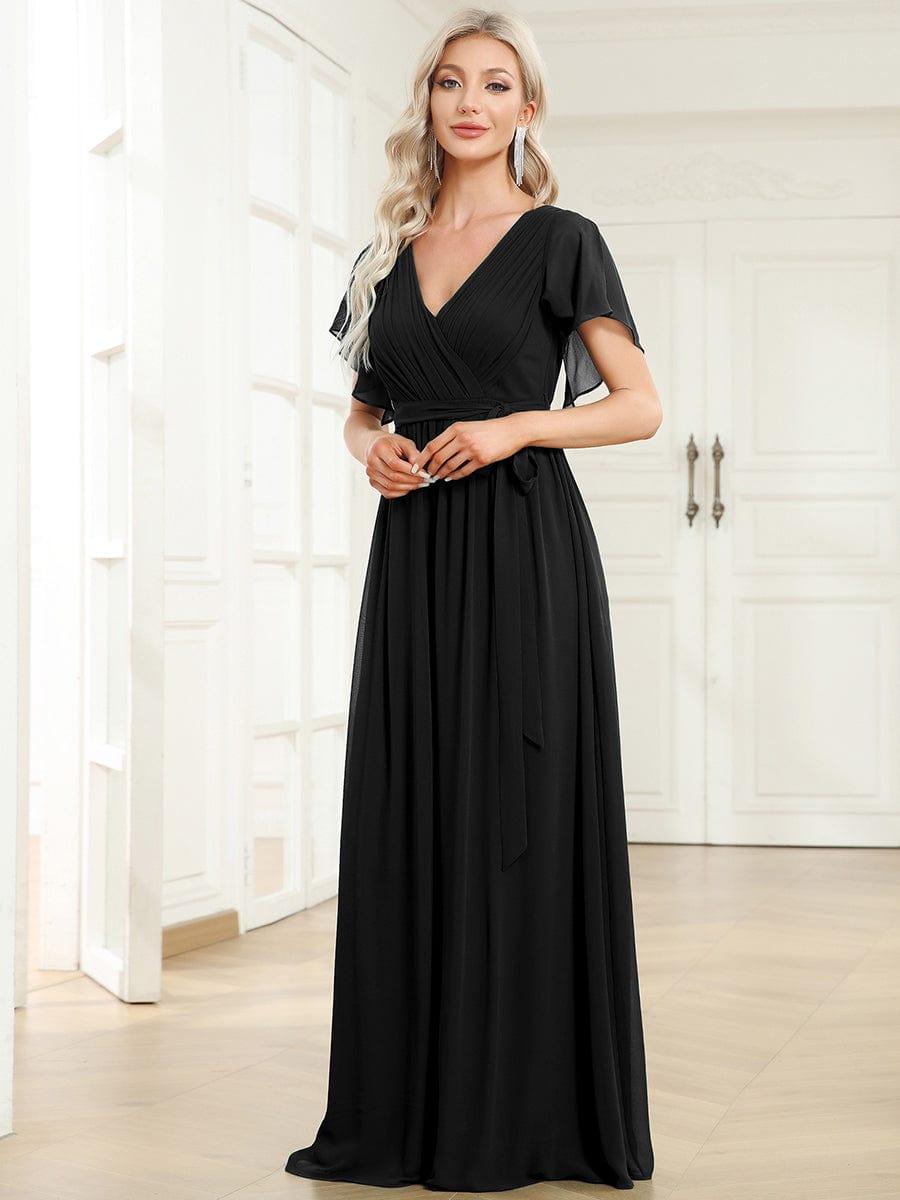 Taille personnalisée Robe de soirée en mousseline de soie à encolure en V