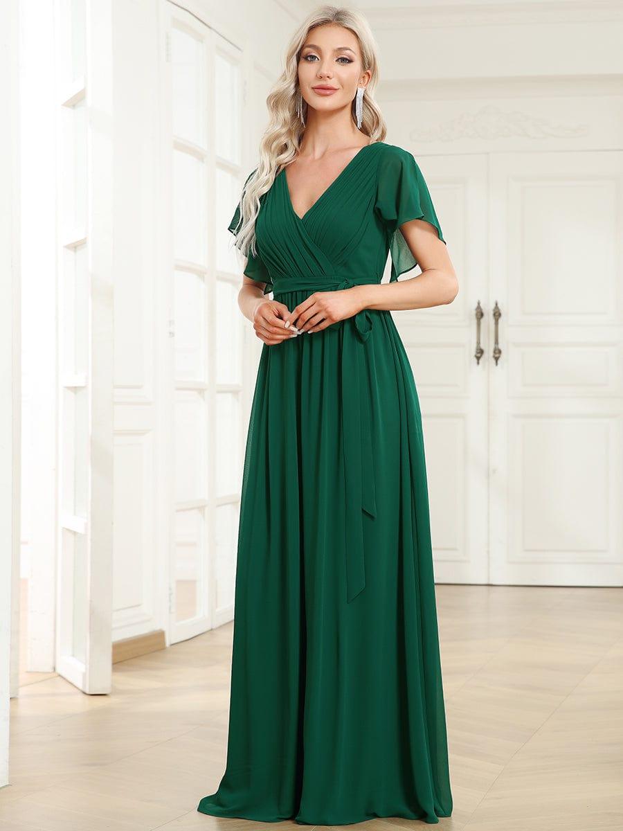 Taille personnalisée Robe de soirée en mousseline de soie à encolure en V