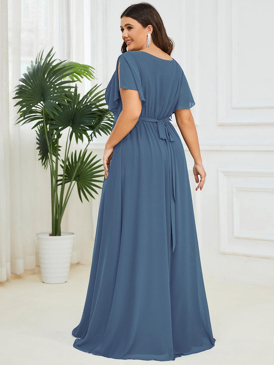 Taille personnalisée Robe de soirée en mousseline de soie à encolure en V