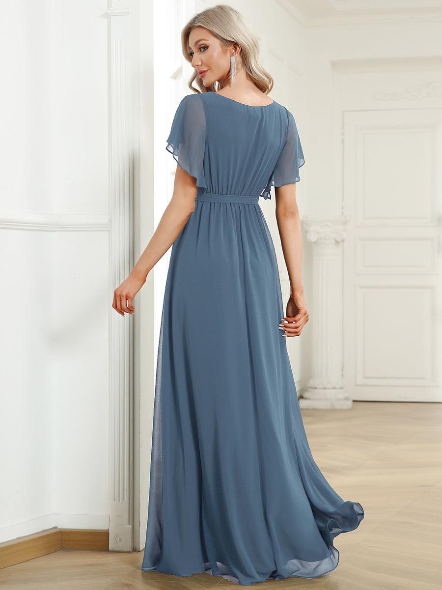 Taille personnalisée Robe de soirée en mousseline de soie à encolure en V