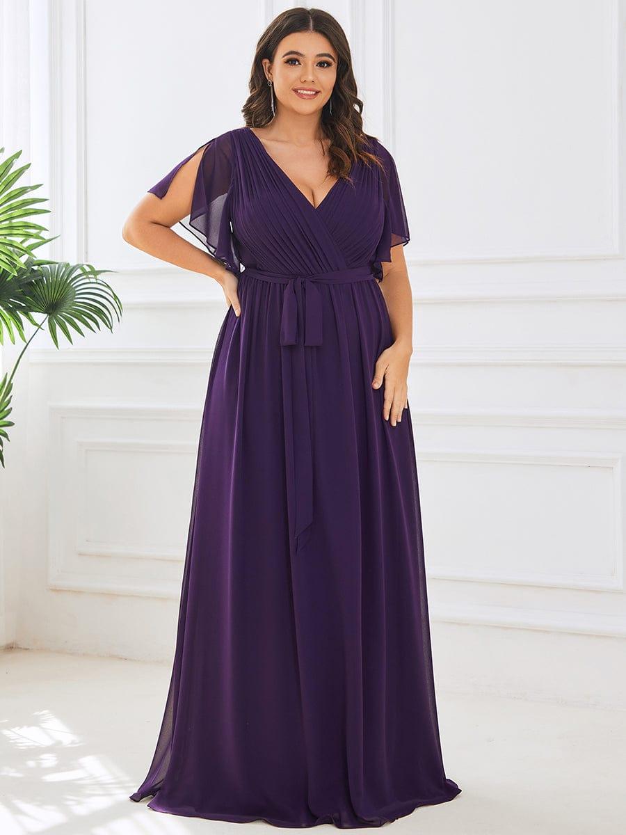 Taille personnalisée Robe de soirée en mousseline de soie à encolure en V