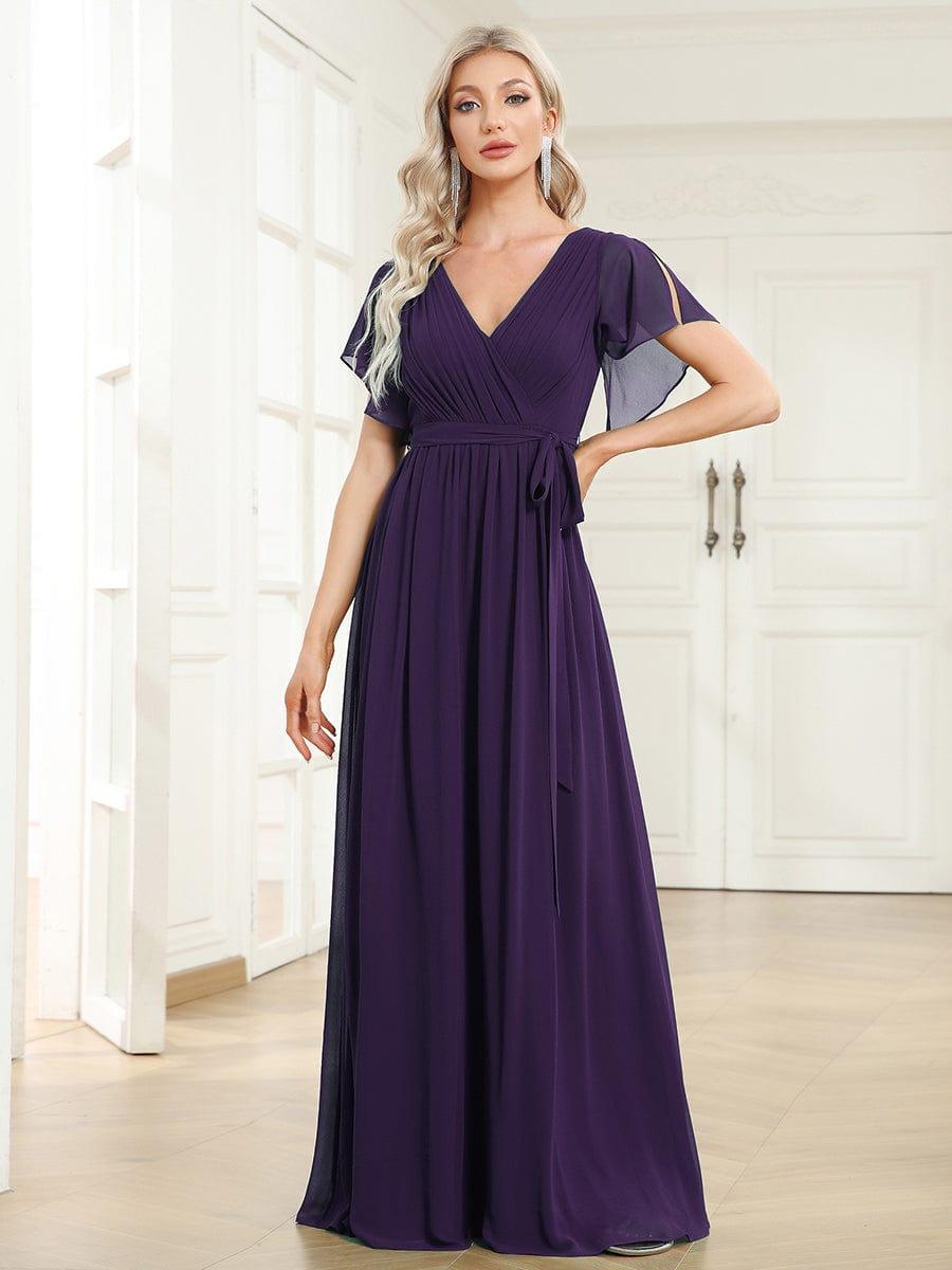 Taille personnalisée Robe de soirée en mousseline de soie à encolure en V