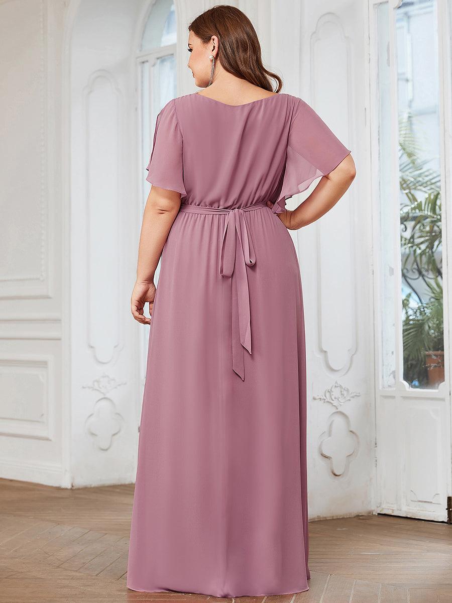 Taille personnalisée Robe de soirée en mousseline de soie à encolure en V