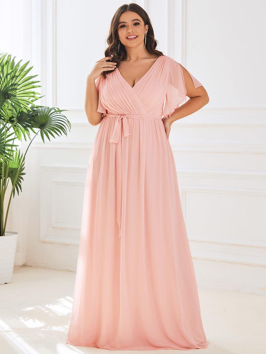 Taille personnalisée Robe de soirée en mousseline de soie à encolure en V