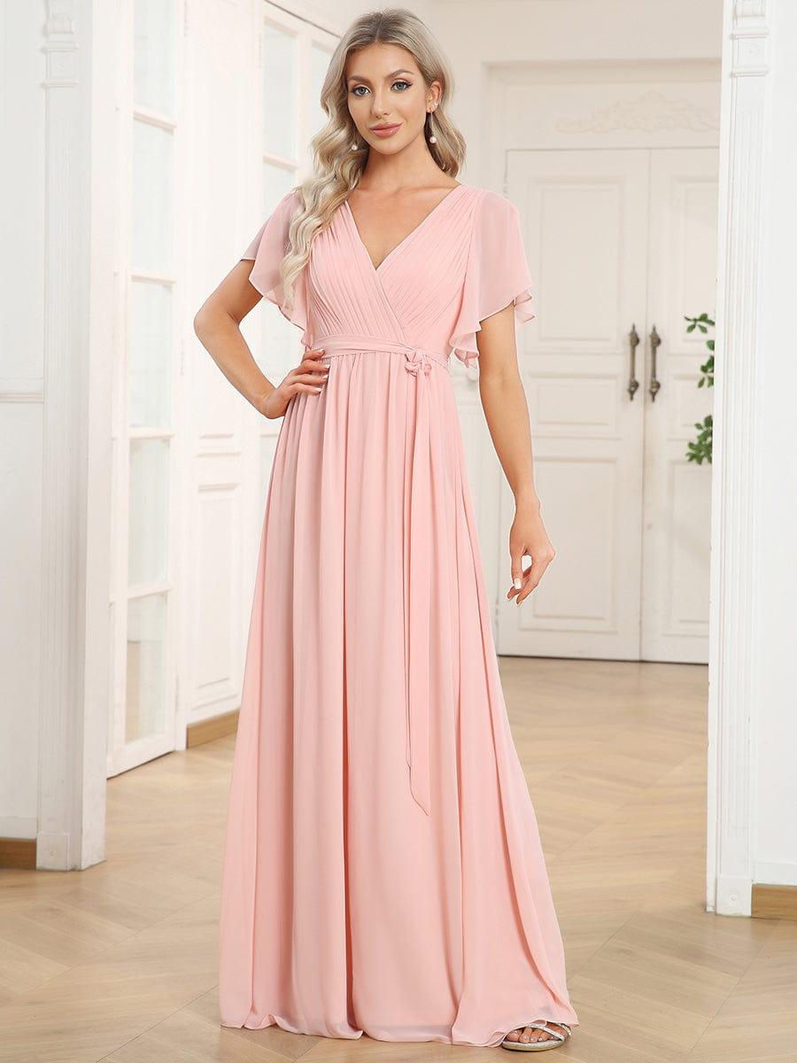 Taille personnalisée Robe de soirée en mousseline de soie à encolure en V