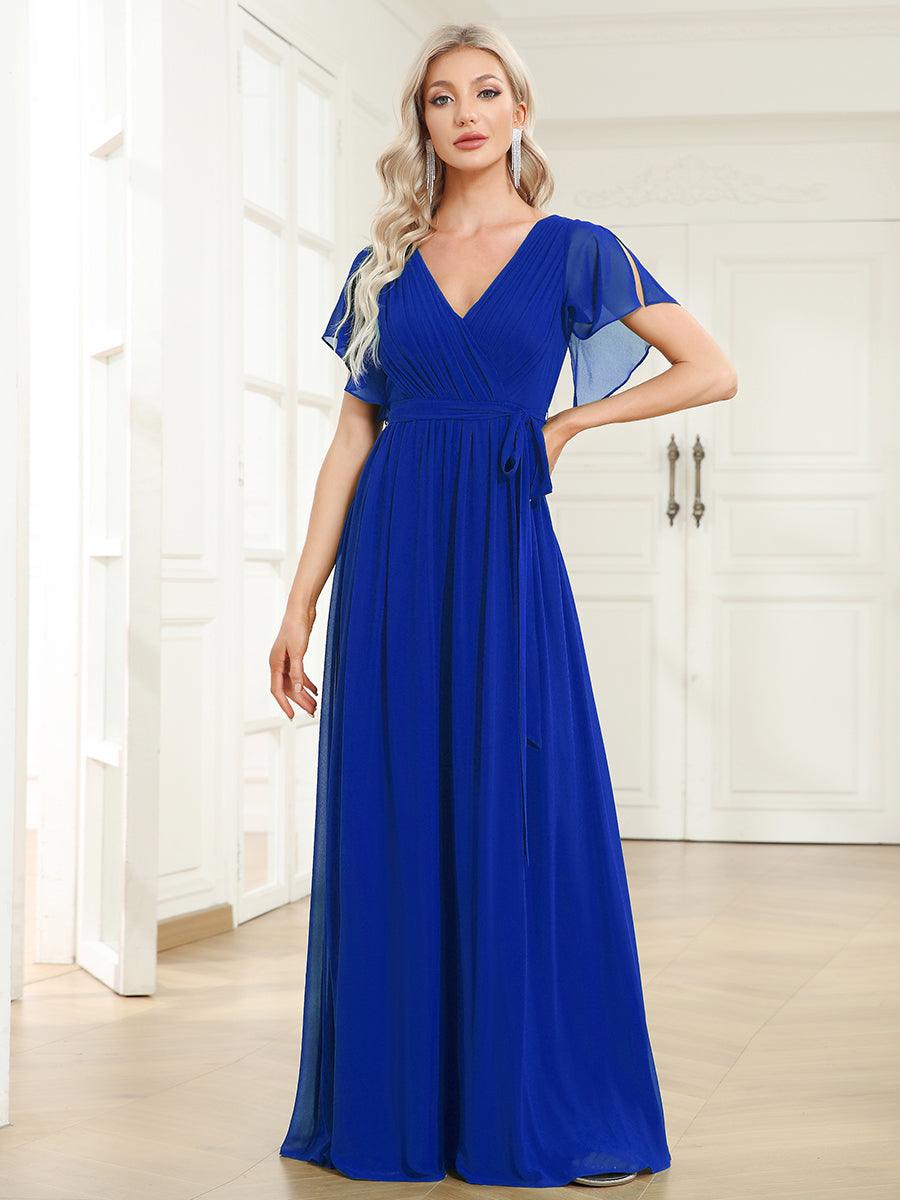 Taille personnalisée Robe de soirée en mousseline de soie à encolure en V