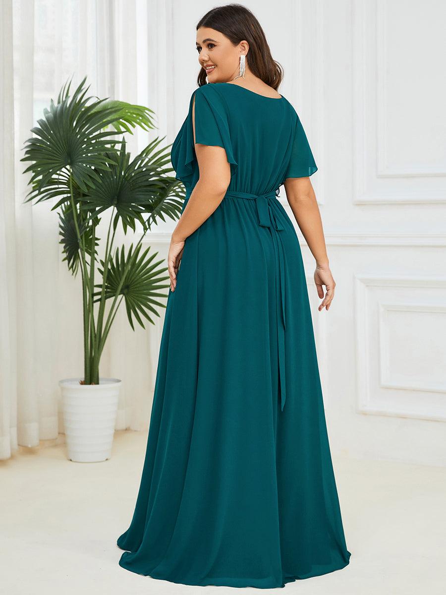 Taille personnalisée Robe de soirée en mousseline de soie à encolure en V