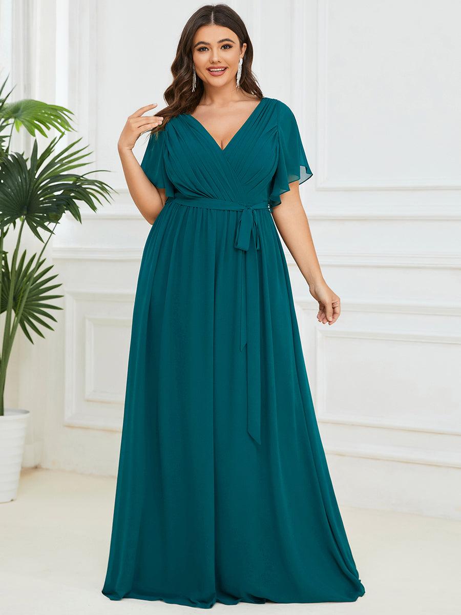 Taille personnalisée Robe de soirée en mousseline de soie à encolure en V