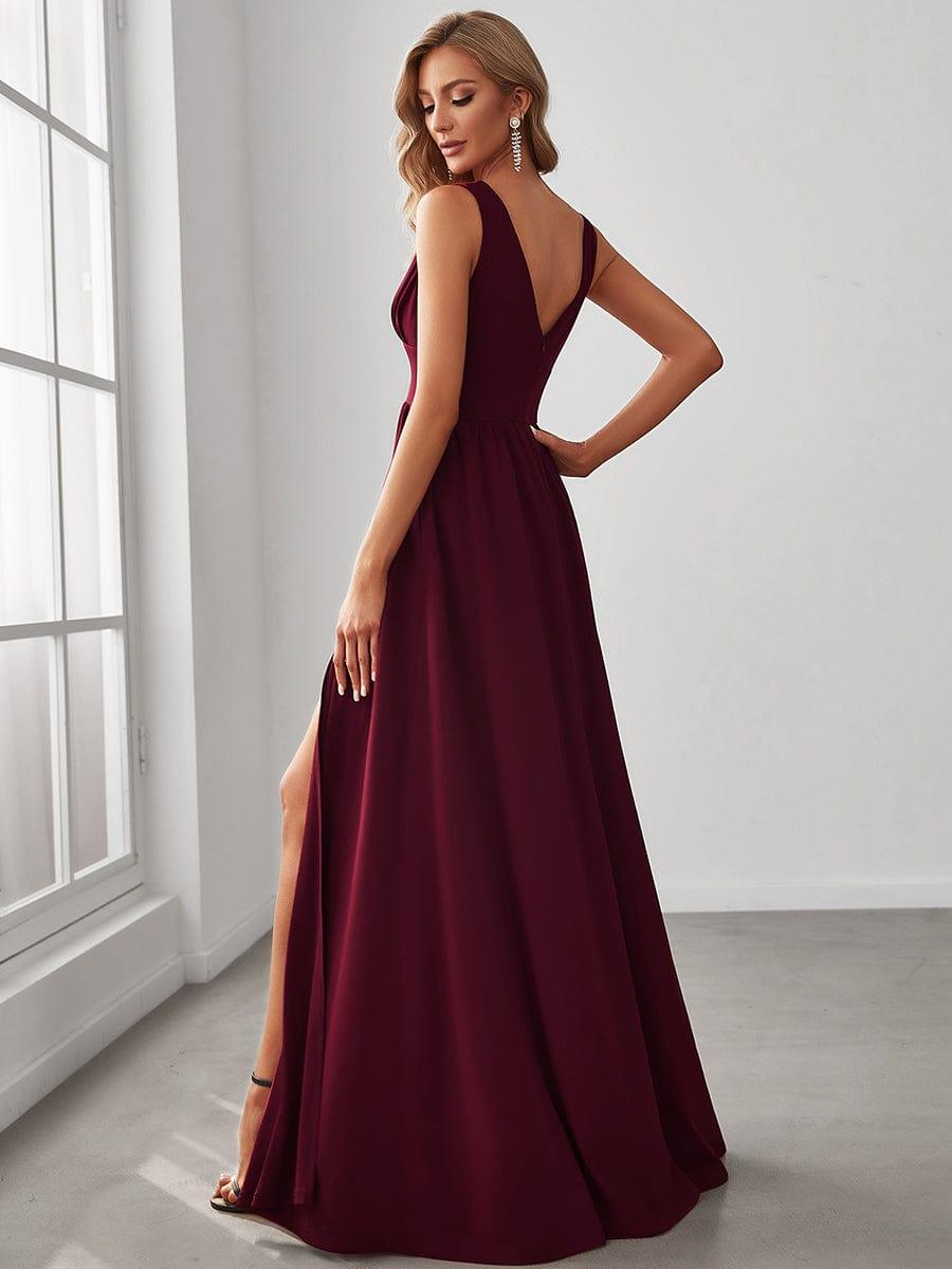 Taille personnalisée Robe de soirée longue au sol à taille haute #Couleur_Bordeaux