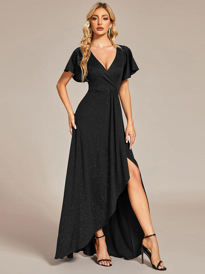 ever MELODÉ|Robe de Soirée élégante à paillettes décolleté en V profond fente sur le devant (Vente Finale)