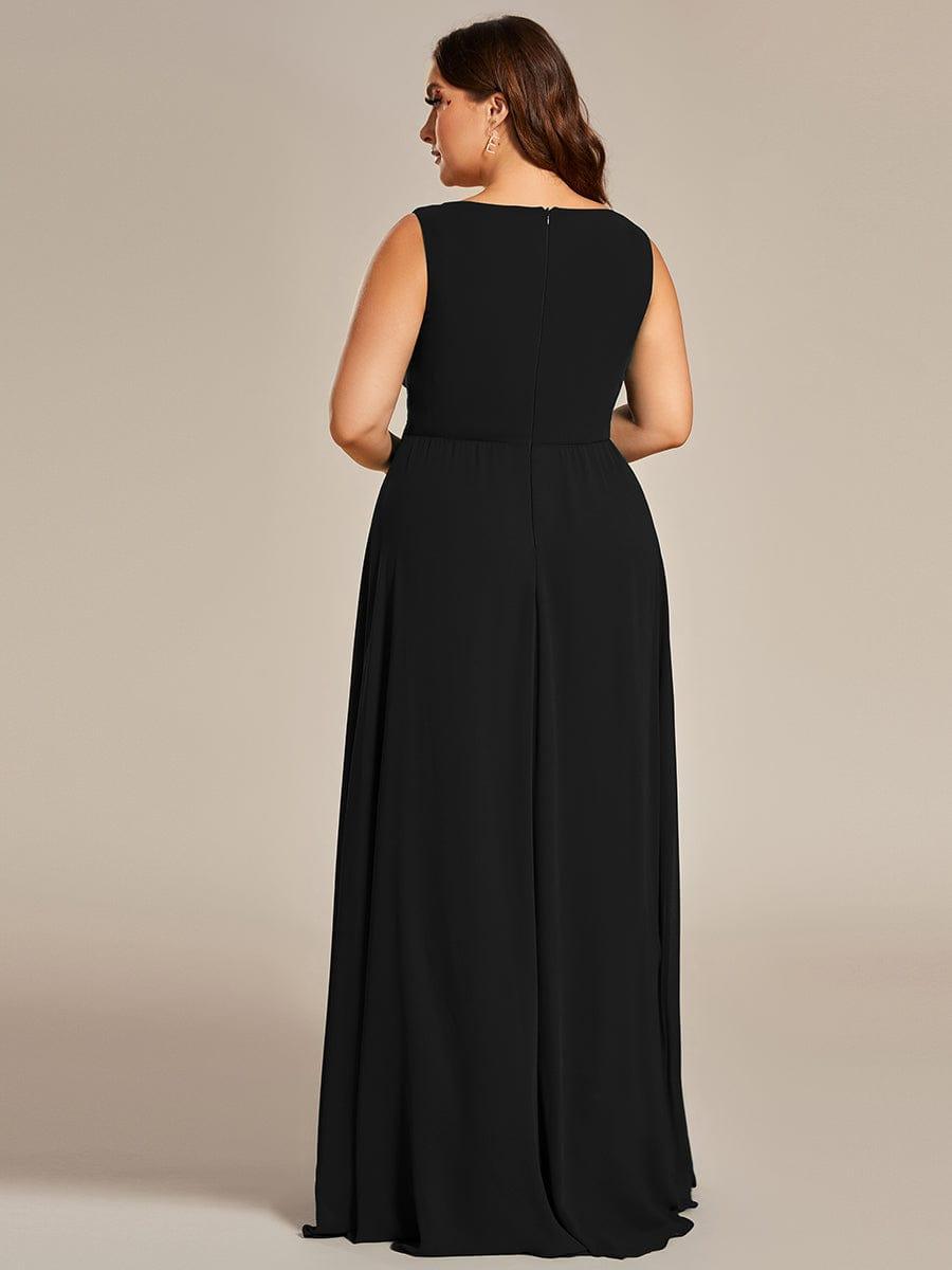 Robe de Soirée Formelle en Mousseline Applique Florale de Grande Taille #Couleur_Noir