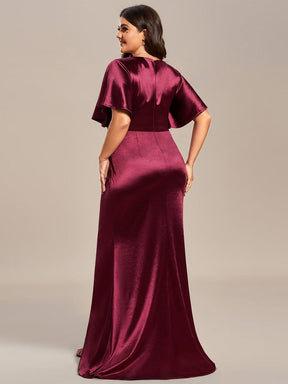 Robe de soirée plissée moulante à volants de grande taille en satin extensible