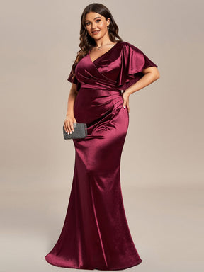 Robe de soirée plissée moulante à volants de grande taille en satin extensible