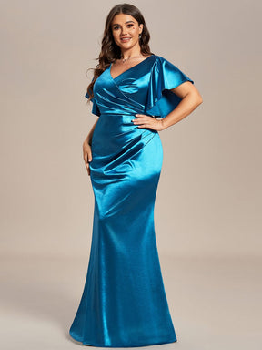 Robe de soirée plissée moulante à volants de grande taille en satin extensible